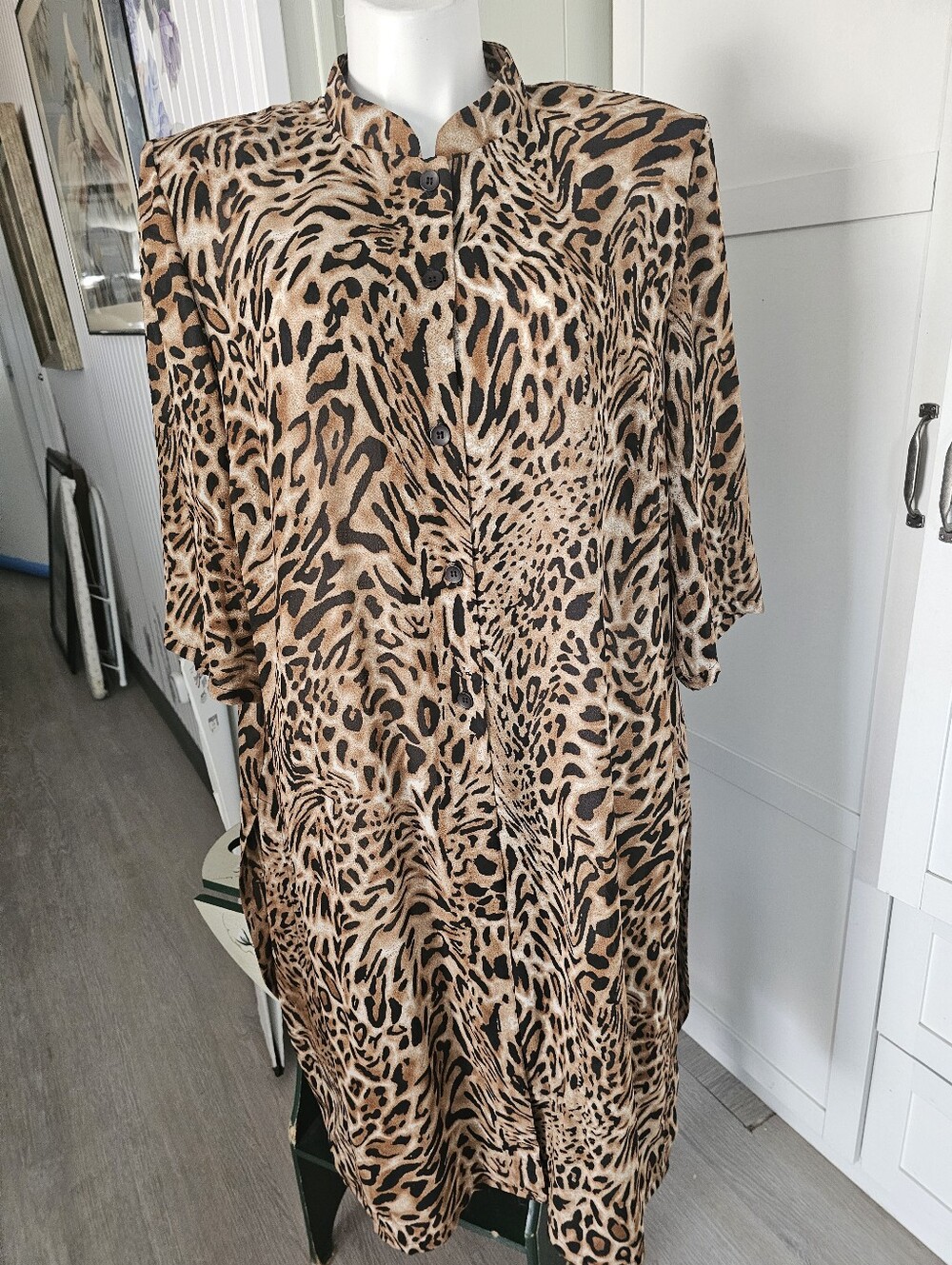 Addition Elle Size 22 Leopard Animal Print Long Tunic Blouse Shirt NWT $90